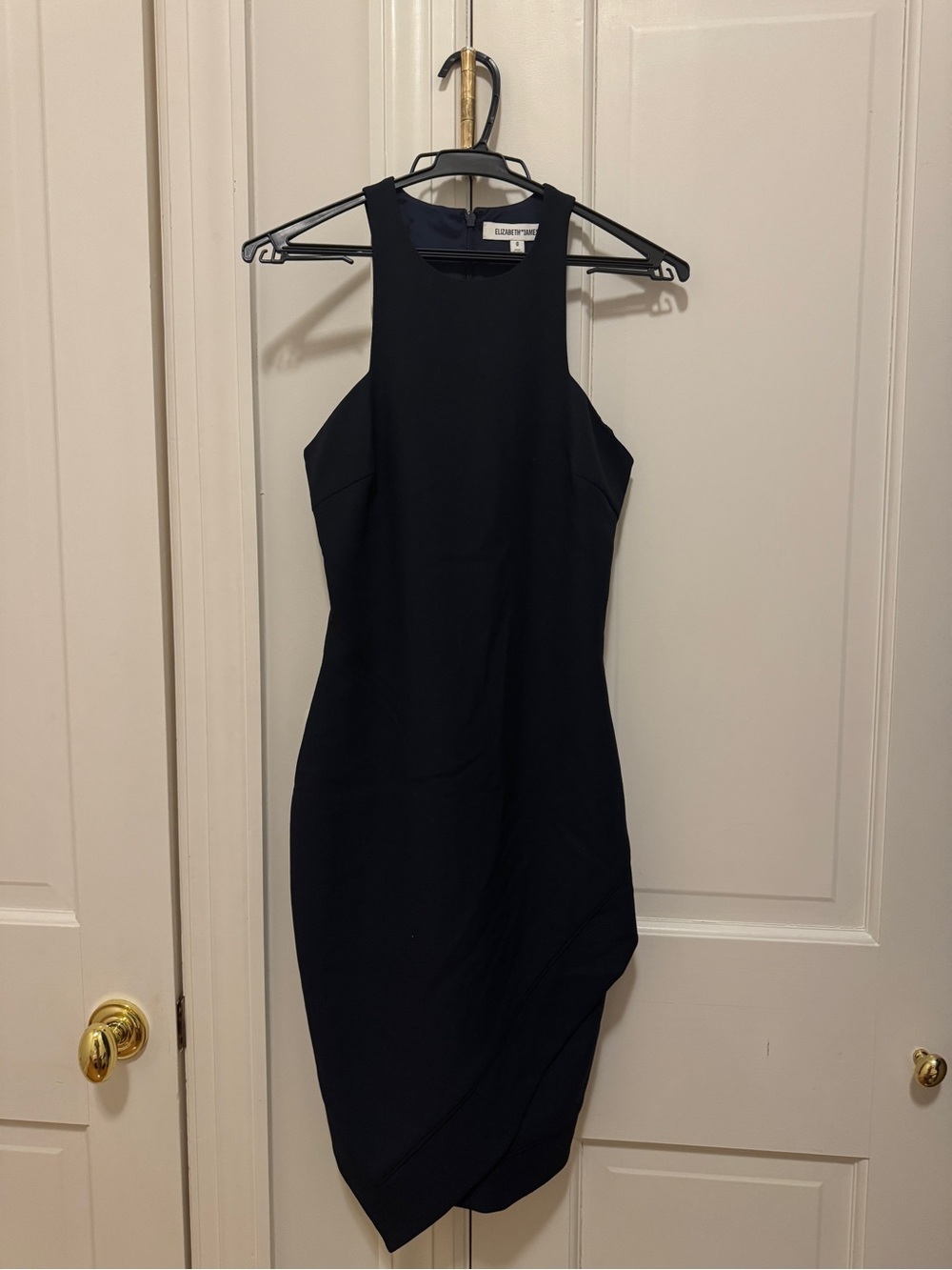 Elizabeth and James Black High-Neck Midi Dress